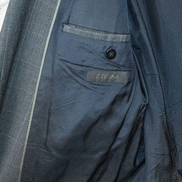 Z Zegna Men's Drop 7 100% Wool Suit in Gray Glen plaid size 54R - Picture 3 of 14